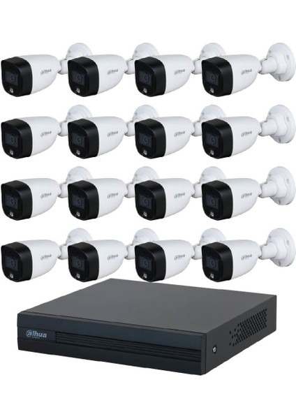 16 Kameralı Renkli Gece Görüşlü Full Hd Güvenlik Kamera Seti