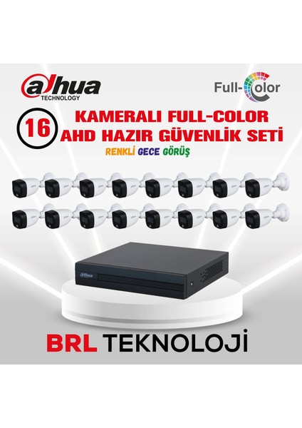 16 Kameralı Renkli Gece Görüşlü Full Hd Güvenlik Kamera Seti fiyatları