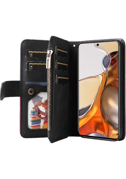 Xiaomi 11T/11T Pro Dokuz Kart Yuvaları Fermuar Cüzdan Tarzı Kickstand (Yurt Dışından)
