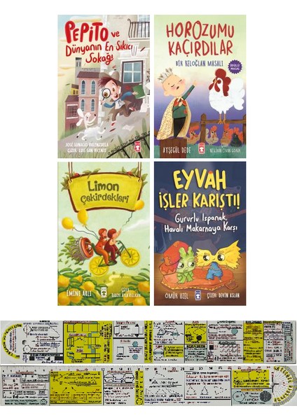 Pepito ve Dünyanın En Sıkıcı Sokağı - Horozumu Kaçırdılar - Limon Çekirdekleri - Eyvah İşler Karıştı! 4 Kitap - Matematik Öğreten Cetvel