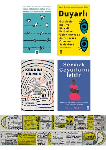 Büyük Sorunların Küçük Kitabı - Duyarlı - Kendini Bilmek - Sevmek Cesurların İşidir - 4 Kitap + Cetvel