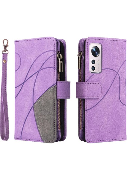Xiaomi 12 5g Iki Renkli Dikiş Kickstand Koruyucu Fermuar (Yurt Dışından)