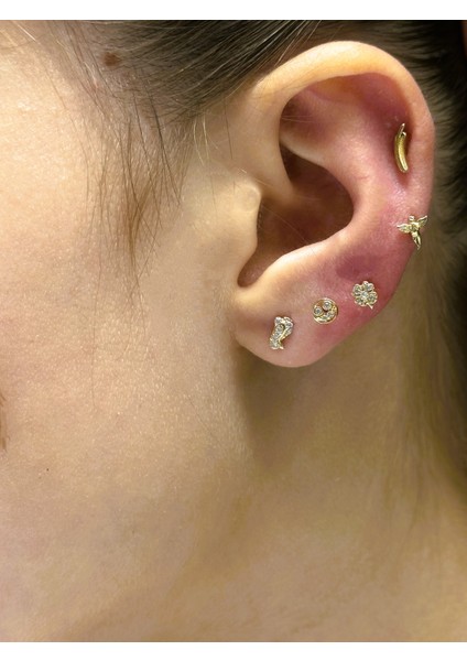 Güler Kuyumculuk 14 Ayar Altın Piercing Tragus Küpe