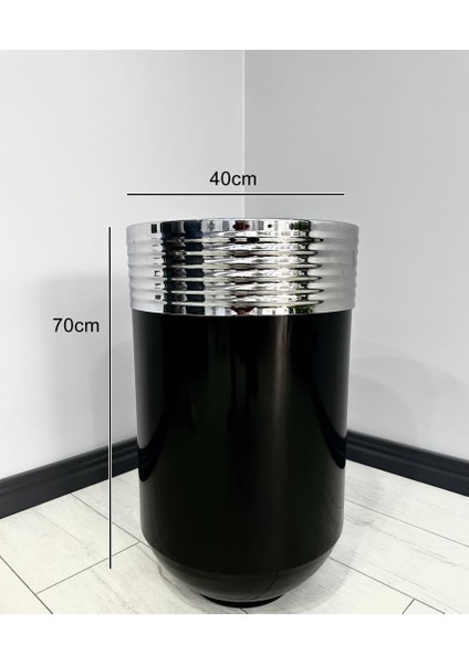 Elegant Dekoratif Krom Darbuka Parlak Siyah Saksı 70 cm modelleri