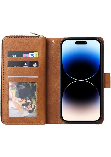9 Kart ile El Kayışı Cüzdan Kılıf ile iphone 14 Pro Kart Tutucu Için Kılıf (Yurt Dışından)
