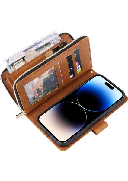 9 Kart ile El Kayışı Cüzdan Kılıf ile iphone 14 Pro Kart Tutucu Için Kılıf (Yurt Dışından)