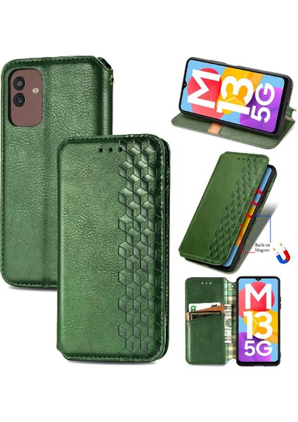 Samsung Galaxy M13 5g Zarif Iş Için Kılıf Kapak Çevirin Deri Kılıf (Yurt Dışından)
