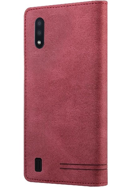Samsung Galaxy A01 Premium Deri Premium Deri Kickstand Için Kılıf (Yurt Dışından)