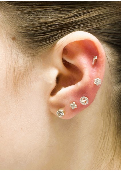 14 Ayar Altın Piercing Tragus Küpe