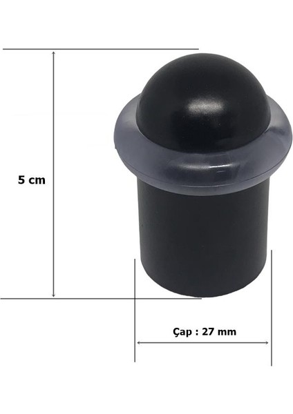 5 Adet Lüx Kapı Yer Zemin Tamponu Stoper Siyah 5 cm