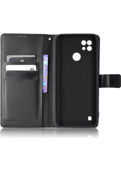 Realme C21 Kart Tutucu Kapak Manyetik Cüzdan Kickstand Için Kılıf (Yurt Dışından)