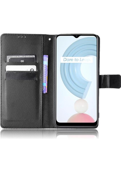 Realme C21 Kart Tutucu Kapak Manyetik Cüzdan Kickstand Için Kılıf (Yurt Dışından)