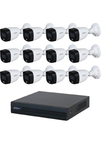 12 Kameralı Renkli Gece Görüşlü Full Hd Güvenlik Kamera Seti