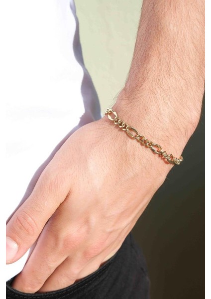 Altın Erkek Figaro Bileklik