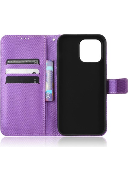 IPhone 14 Için Kılıf Pro Kickstand Manyetik Cüzdan Kapak Kart Tutucu (Yurt Dışından)