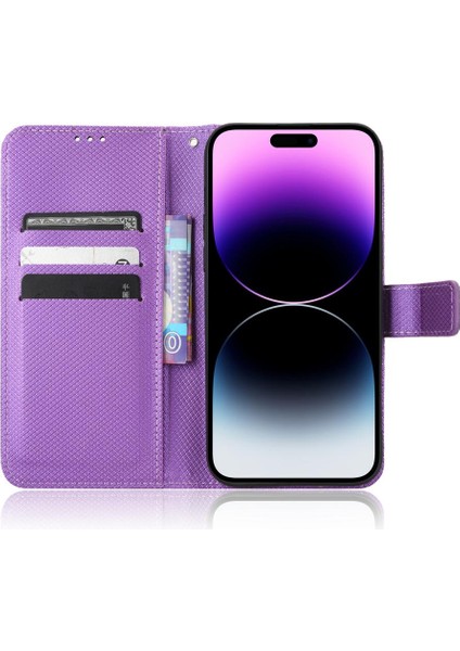 IPhone 14 Için Kılıf Pro Kickstand Manyetik Cüzdan Kapak Kart Tutucu (Yurt Dışından)