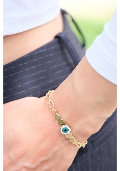 Altın Kalpli Nazar Bileklik fırsatları