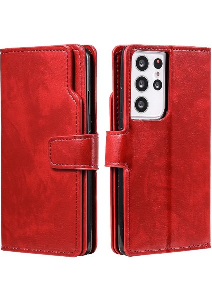 Samsung Galaxy S21 Ultra 9 Kart Yuvaları Pu Deri Kickstand Cüzdan (Yurt Dışından)