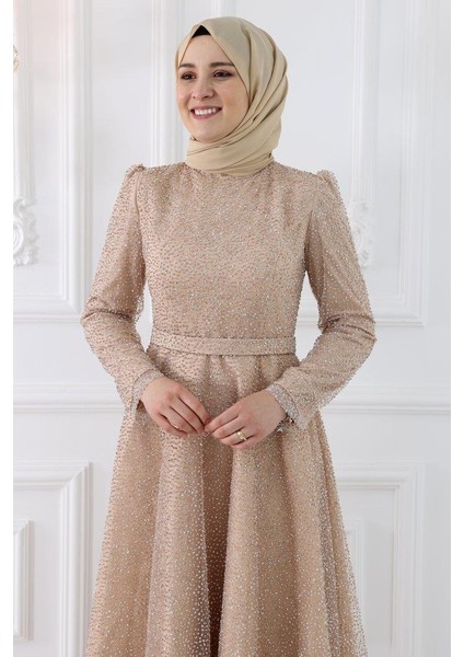 Aymira Tesettür Abiye Gold
