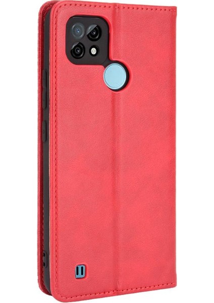 Realme C21 Manyetik Kapatma Cüzdan Pu Deri Için Kılıf (Yurt Dışından)