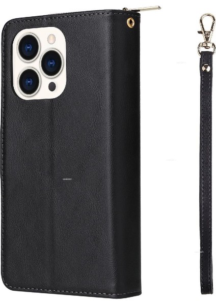 Iphone 15 Için Kılıf Pro Flip Kapak ile El Kayışı Fermuar Cep Kart Durumda (Yurt Dışından)