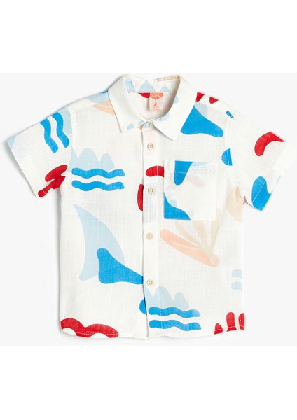 Gömlek Kısa Kollu Baskılı Cep Detaylı