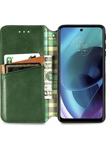 Motorola Moto G51 Moda Tasarım Cüzdan Fonksiyonu Için Kılıf Kapak Kılıfı (Yurt Dışından)