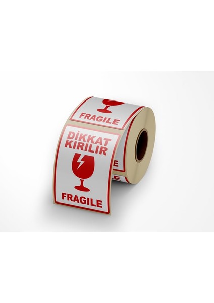 Dikkat Kırılır - Fragile Yapışkanlı Etiket 10 cm x 15 cm - 100 Adet