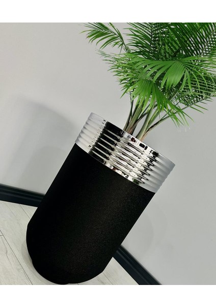 Elegant Dekoratif Krom Darbuka Siyah Saksı 70 cm fiyatları