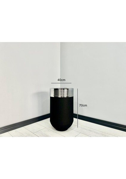 Elegant Dekoratif Krom Darbuka Siyah Saksı 70 cm modelleri