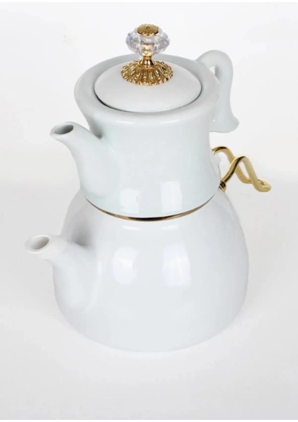 Dufy Serisi Porselen Demlikli Emaye Çaydanlık Takımı - Beyaz modelleri