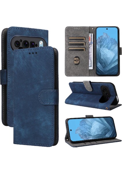 Google Piksel 9 Pro Flip Folio Cüzdan Rfıd Engelleme Kart Yuvaları Pu Için Kılıf (Yurt Dışından)