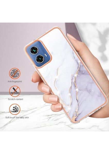 Motorola Moto G34 Koruma Için Kılıf Ince Tpu Mermer Desen Yumuşak Tampon (Yurt Dışından)