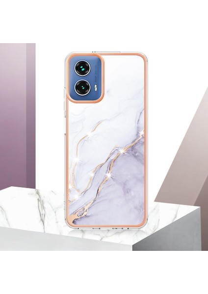 Motorola Moto G34 Koruma Için Kılıf Ince Tpu Mermer Desen Yumuşak Tampon (Yurt Dışından)