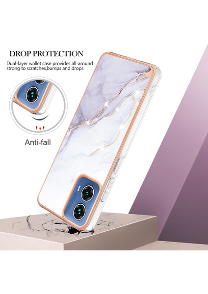 Motorola Moto G34 Koruma Için Kılıf Ince Tpu Mermer Desen Yumuşak Tampon (Yurt Dışından)