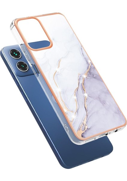 Motorola Moto G34 Koruma Için Kılıf Ince Tpu Mermer Desen Yumuşak Tampon (Yurt Dışından)