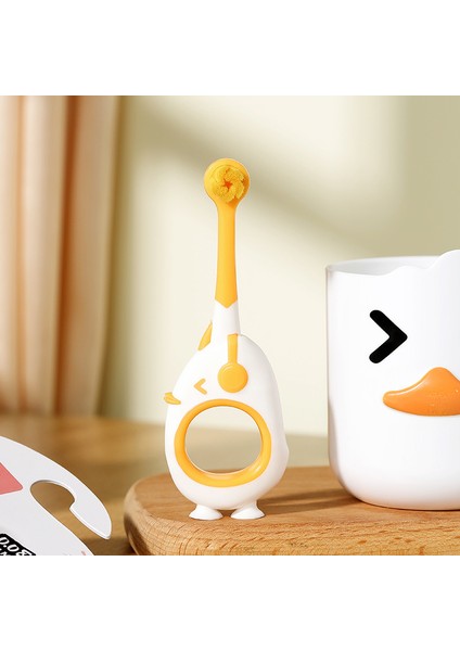 Çocuk Diş Fırçası Tek Paket 0-3 Yaş Bebek Karikatür Vantuz Ördek Ince Yumuşak Kıllı Diş Fırçası (Yurt Dışından)