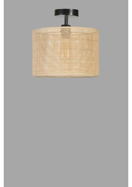 Örgülü Rattan Abajurlu Plafonyer Avize