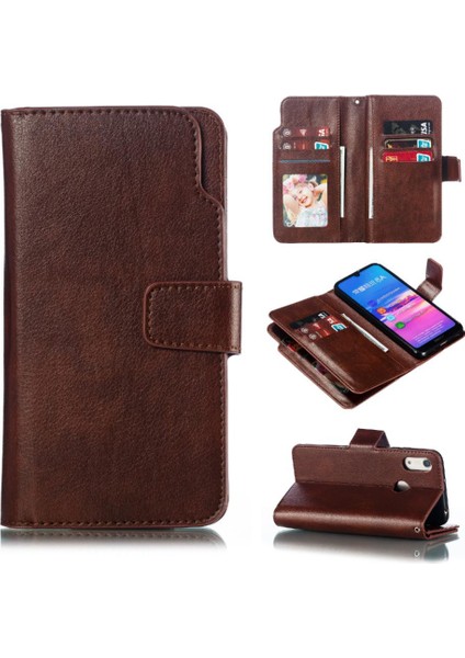 Huawei Y6 2019 Cüzdan Manyetik 9 Kart Yuvaları Pu Deri Kickstand (Yurt Dışından)
