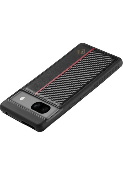Kırmızı Dikey Çizgili Karbon Fiber Pu Eklenmiş Google Pixel 8 Için Kılıf (Yurt Dışından) modelleri