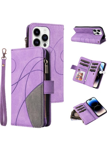 Kart Yuvası Standı Fermuar ile IPhone 14 Pro Kickstand Koruyucu Kılıf (Yurt Dışından)