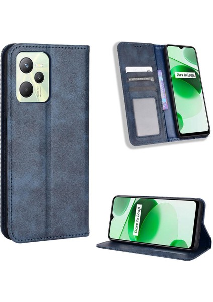 Realme C35 Pu Deri Manyetik Kapatma Cüzdan Için Kılıf (Yurt Dışından)