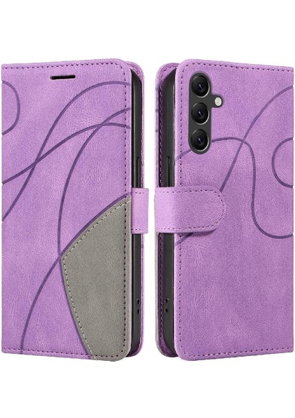 Samsung Galaxy A05S Iki Renkli Dikiş Pu Deri Flip Folio Için Kılıf (Yurt Dışından)