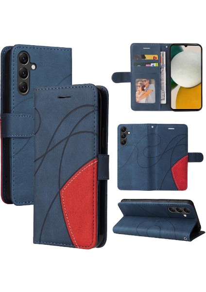 Samsung Galaxy A05S Iki Renkli Dikiş Pu Deri Flip Folio Için Kılıf (Yurt Dışından)