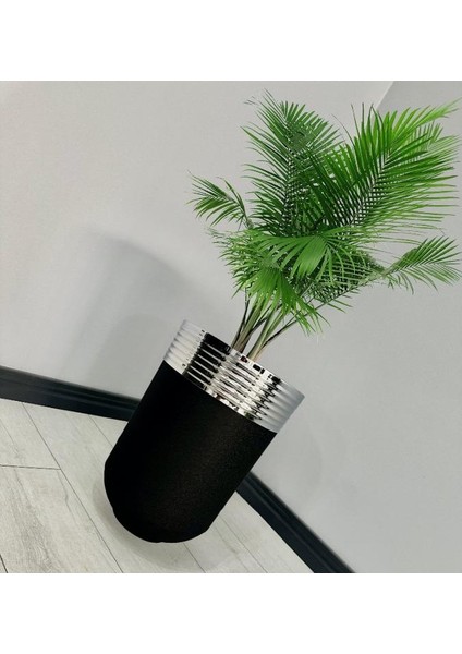 Elegant Dekoratif Krom Darbuka Siyah Saksı 60 cm fiyatları
