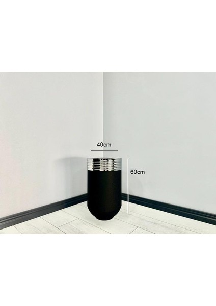 Elegant Dekoratif Krom Darbuka Siyah Saksı 60 cm modelleri