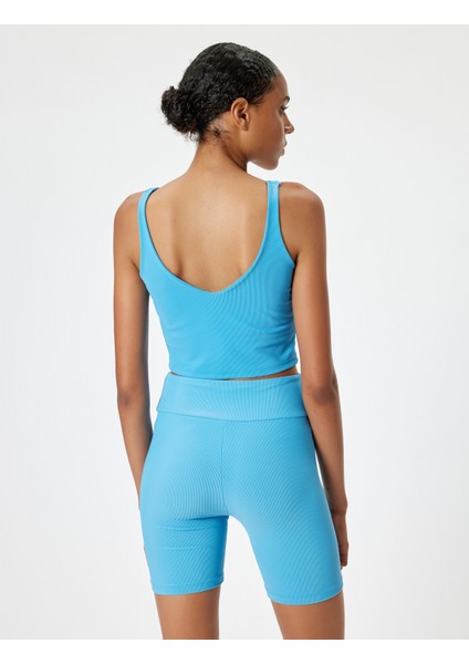 Sporcu Sütyeni V Yaka Kaplı Slim Fit