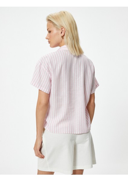 Keten Gömlek Kısa Kollu Tek Cep Detaylı fırsatları