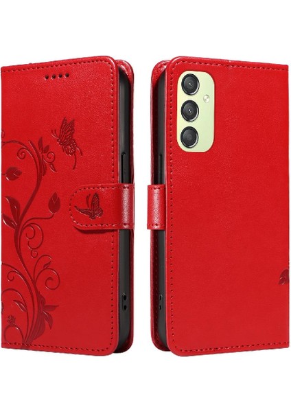 El Kayışı ve Kart Yuvası Cüzdan Telefon ile Samsung Galaxy A24 4g Için Kılıf (Yurt Dışından)