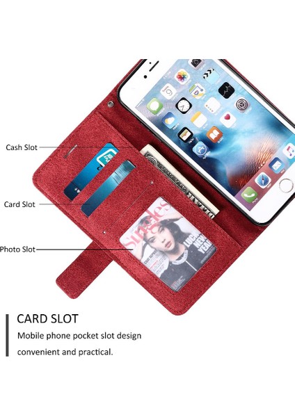 IPhone 6 Için Kılıf Artı/6s Artı Manyetik Pu Deri Kart Tutucu Kickstand (Yurt Dışından)